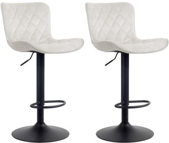 Clp Set de 2 Taburetes de bar regulable en Terciopelo Crema