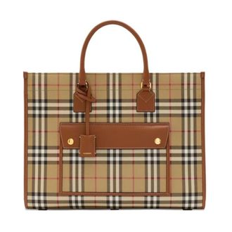 Burberry Tassen, Dames, Veelkleurig, ONE Size, Leer, Haymarket Check Tote Bag