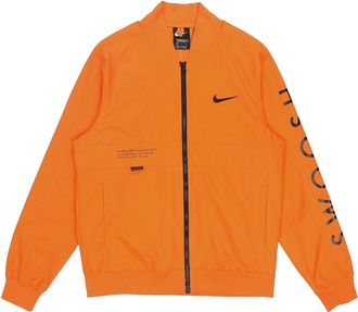 Nike Sportswear Swoosh Logo Printing Sports Jacket Orange DJ5368-801