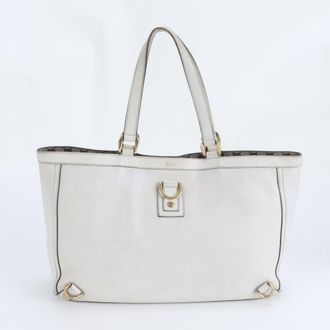 Gucci Abbey White Leather Handbag Tote Bag (Pre-Owned)