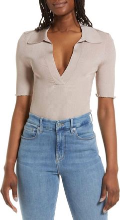 Good American Plaited Rib Polo In Mink