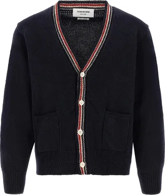 Thom Browne Blue Wool Mens Cardigan
