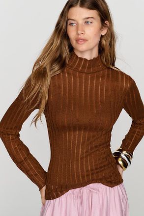 Pilcro Lurex Ribbed Turtleneck Top