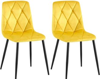 Clp Clp - Juego De 2 Sillas De Comedor Clairton Amarillo Terciopelo