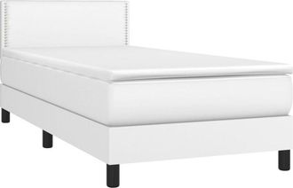 vidaXL Cama Box Spring Y Colch&oacute;n Led Cuero Sint&eacute;tico Blanco 80x200 Cm Vidaxl
