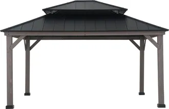 Sunjoy Direct Cenador De Madera De Cedro Rysy - 390cm X 450cm, Negro