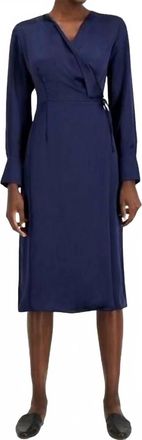 Alfani Wrap Modern Icon Long Sleeves Dress In Navy