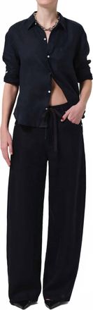 Citizens Of Humanity Brynn Drawstring Linen Trouser In True Navy