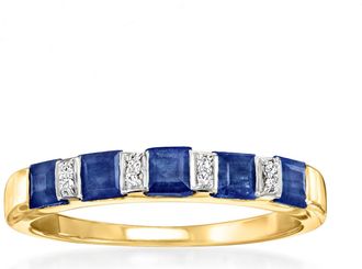 Ross-Simons Sapphire Ring With Diamond Accents in 18kt Gold Over Sterling