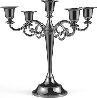 OEM Juego De 5 Candelabros, 27 Cm De Alto, 2,2 Cm De Di&aacute;metro, Negros