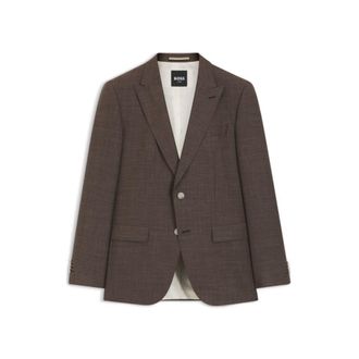 BOSS Slim-fit jacket in virgin wool, silk and linen