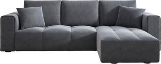 Concept Usine Sof&aacute; esquinero cama de 4 plazas con cofre de terciopelo gris antracita