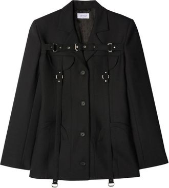 Off-white Single-Breasted Wool Blend Blazer - Dames - Blazers - Zwart - S - Polyester - Jassen