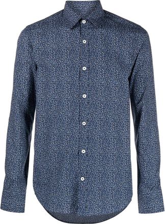 Canali floral-pattern print classical shirt - men - Cotton - S - Blue