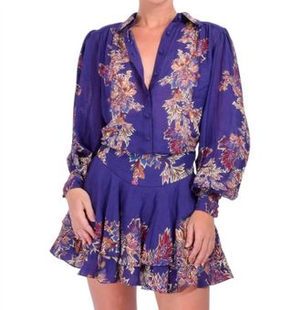 Hemant & Nandita Leela Boho Mini Skirt In Midnight Blue