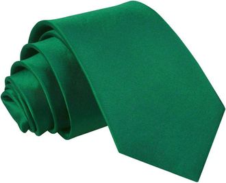DQT Boys Plain Satin Wedding Formal Casual Communion Page Boy Classsic Neck Tie 7-12 Years Old - Emerald Green