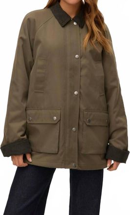 Vero Moda Corduroy Detail Barn Jacket In Olive
