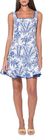 Adelyn Rae Ximena Jungle Print Jacquard Minidress in Blue/White at Nordstrom, Size X-Large