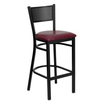 Flash Furniture Black Grid Back Metal Restaurant Barstool - Burdy Vinyl Seat