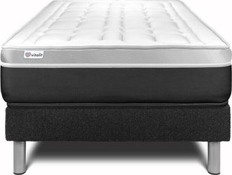 VITALIT Somier Negro + Colch&oacute;n Con Espuma Viscoel&aacute;stica 90 X 190