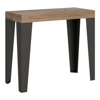Itamoby Consola extensible 90x40/300 cm efecto madera roble natural y hierro
