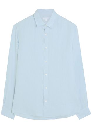 Sunspel Linen Shirt - Light Blue - Xxl