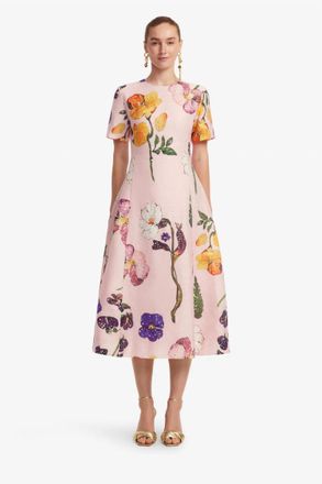 LEO LIN Caroline Short Sleeve Midi Dress In Wildbloom