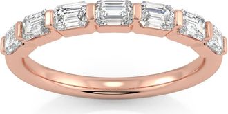 Pompeii3 1 Ct Emerald Cut Diamond East To West Wedding Stackable Ring 14k Gold Lab Grown