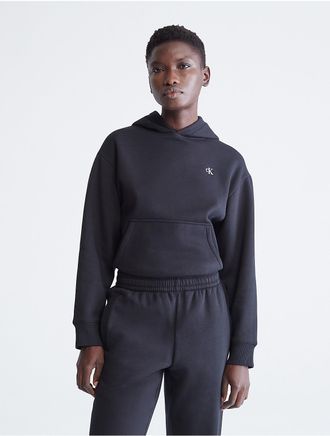 Calvin Klein Womens Archive Logo Fleece Hoodie - Black - XXS