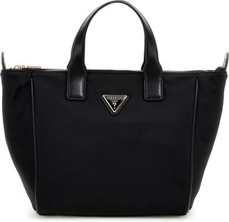 Guess Tassen, Dames, Zwart, ONE Size, Leer, Nylon handtas met imitatieleer afwerking