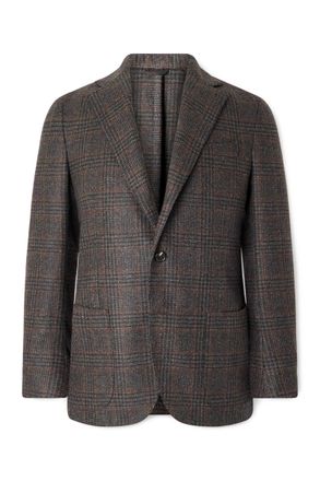 De Petrillo Posillipo Unstructured Prince of Wales Checked Wool and Cashmere-Blend Suit Jacket