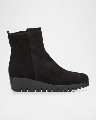 La Canadienne Thyme Waterproof Suede Wedge Booties
