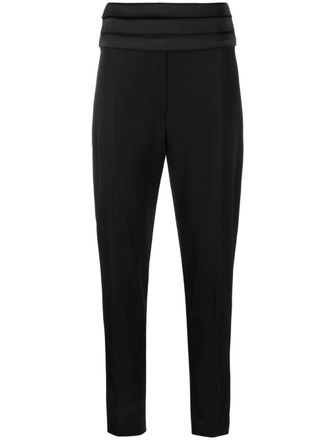 Balmain tapered wool trousers - women - Wool/Viscose/Viscose/Cotton - 38 - Black