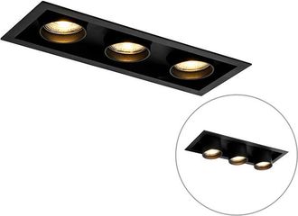 QAZQA Modern Recessed Spotlight Black Adjustable 3-Light - Roof