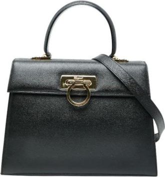 Ferragamo Pre-owned Handbags, female, Black, Size: ONE SIZE Pre-owned Leather Handbag