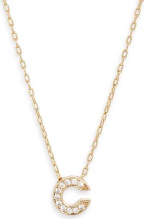 Nordstrom Pav&eacute; Cubic Zirconia Initial Necklace in C- Clear- Gold at Nordstrom