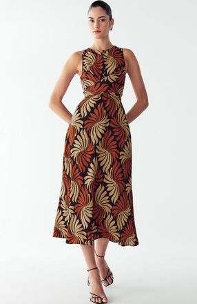 Willa Revival Midi Dress in Golden Leaf at Nordstrom, Size 4