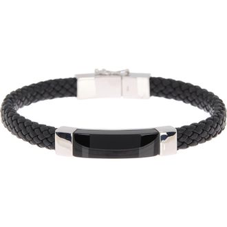 Effy 925 Sterling Silver Onyx Leather Bracelet in Black at Nordstrom Rack