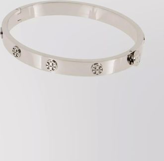 Tory Burch crystal embellished stainless steel bangle bracelet