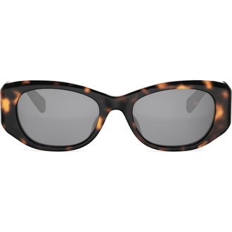 Celine 3 Dots 54mm Oval Sunglasses in Dark Havana /Smoke at Nordstrom