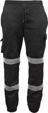 Generic Hi Vis Jogging Bottoms High Visibility Combat Cargo Thick Brush Fleece Trousers Reflective Tape Safety Work Wear Elasticated Waist Joggers Sweat Jog T