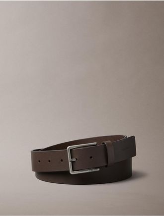 Calvin Klein Mens Classic Leather Belt - Dark Brown - XL