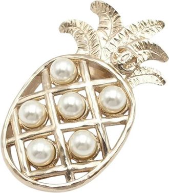 Chanel Spilla placcata oro con perle sintetiche 2017