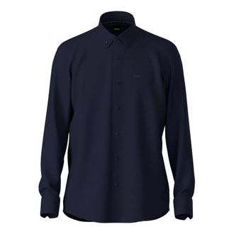 HUGO BOSS Regular-fit Shirt - Heren - Casual Overhemden - Blauw - M - Katoen - Overhemden