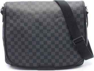 Louis Vuitton Black Coated Canvas Leather Handbag Shoulder Bag (Pre-Owned)