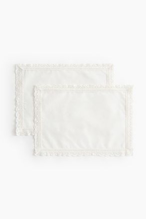 H&M 2er-Pack Tischsets mit Spitzenborte - White