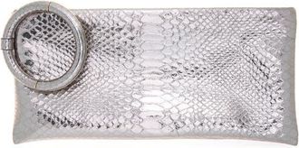 Tom Ford Python Embossed Leather Clutch in Silver at Nordstrom