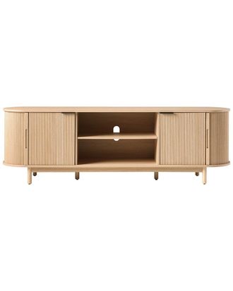 Walker Edison Modern Reeded 70In Tv Stand With Open Storage