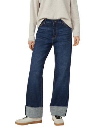s.Oliver Boyfriend-Jeans S.OLIVER Beth Turn Up, Damen, Gr. 38, L&auml;nge 32, dunkelblau, Denim/Jeans, Obermaterial: 100% Baumwolle, relaxed fit lang, Jeans Boyfrie