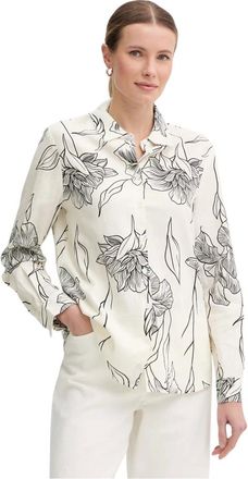 Gaud&igrave; Overhemden, Dames, Beige, XS, Linnen, Floral Linnen Blouse